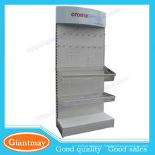 sturdy frame white color metal grocery store display rack hooks